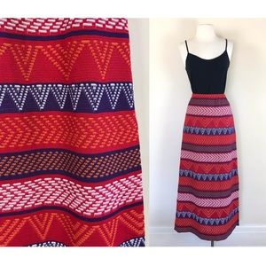 vintage 60s mod maxi skirt bold argyle stripe textured weave sweater hippie boho